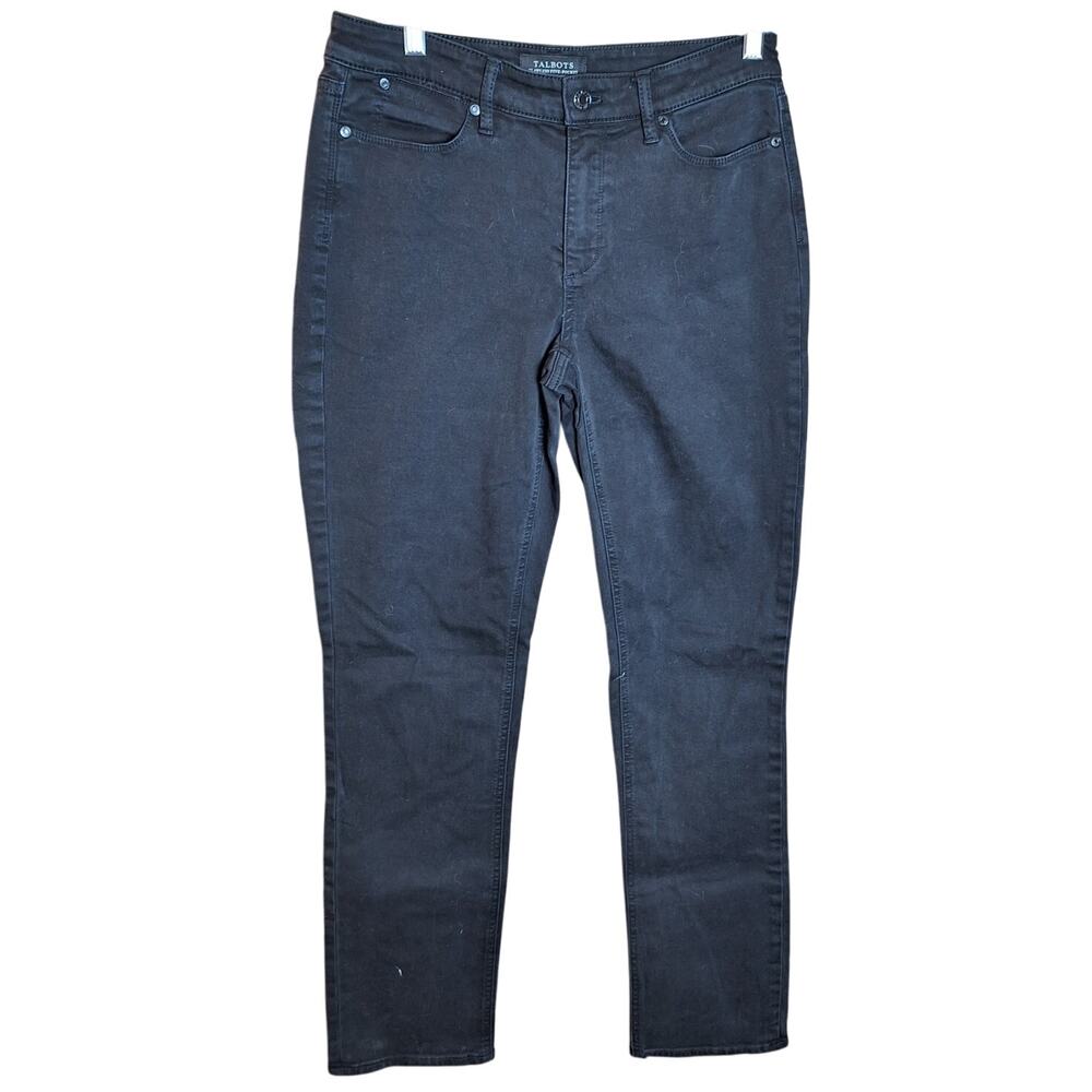 Talbots Women 6 Long Black Denim 5 Pocket Flawless Stretch Straight Denim Jean